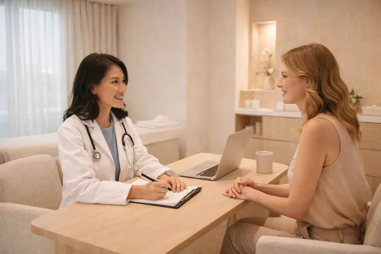 ห้องรับรองของ YOUNIFY Clinic สำหรับผู้ป่วยต่างชาติ