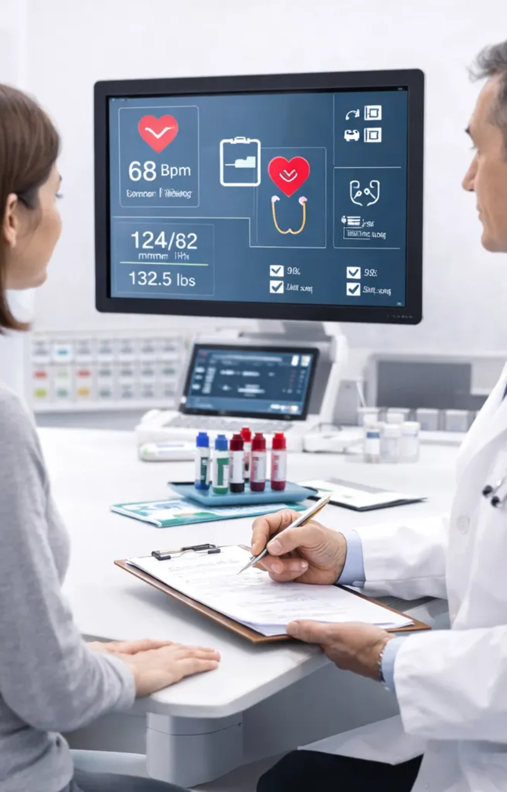 Doctor discussing metabolic health results related to fatty liver disease