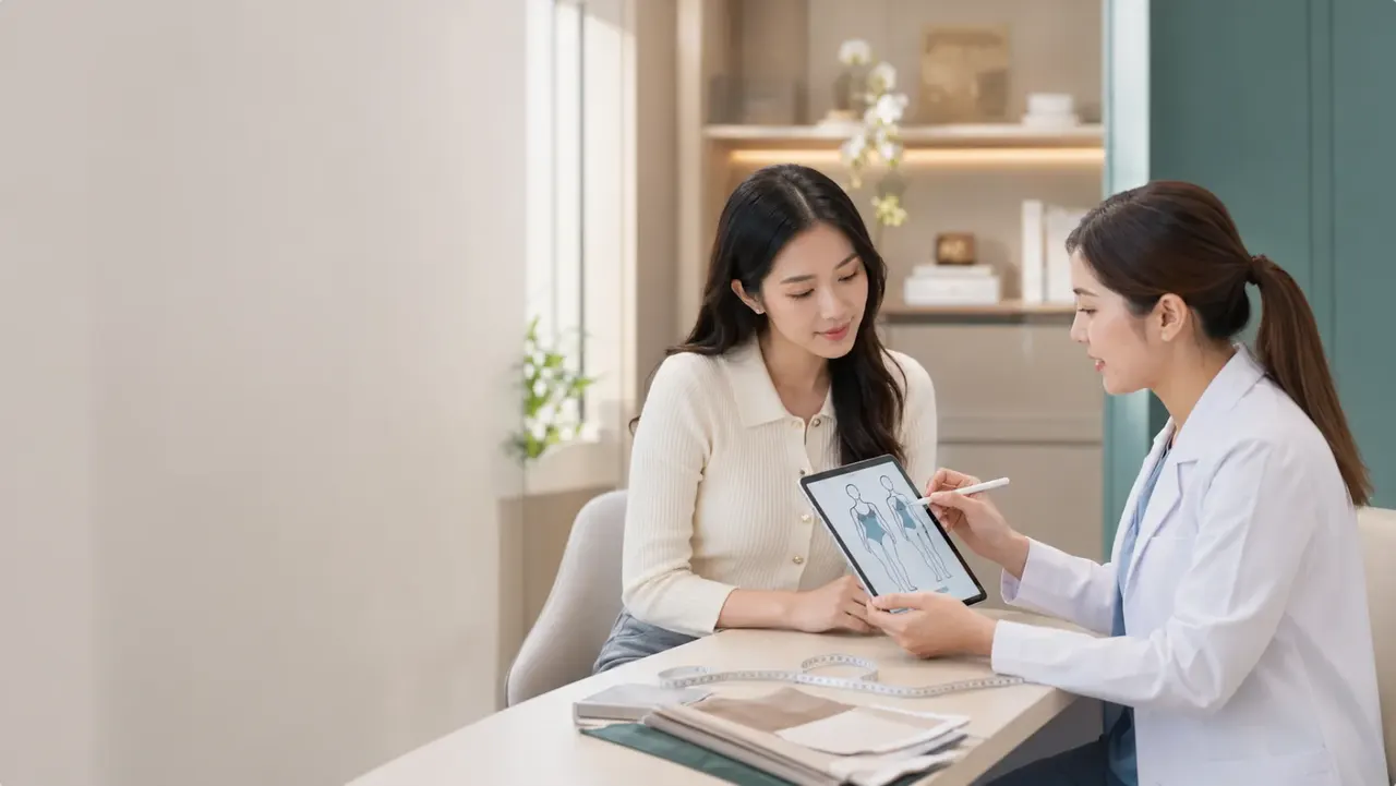 Doctor consulting a patient on breast and body contour planning at YOUNIFY Clinic